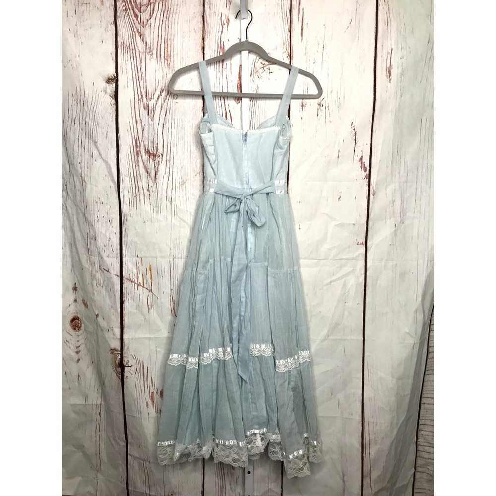 Vintage Gunne Sax blue gauze midi sundress size 11 - image 2