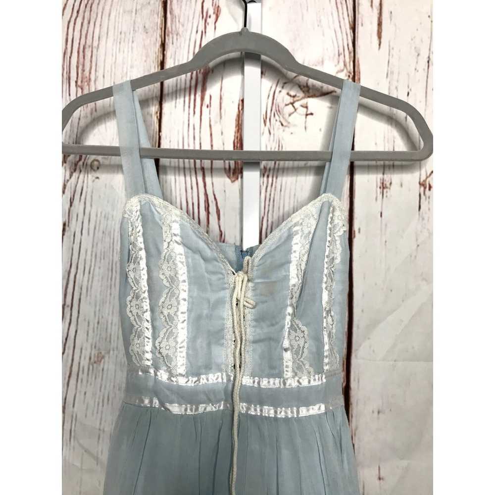 Vintage Gunne Sax blue gauze midi sundress size 11 - image 3