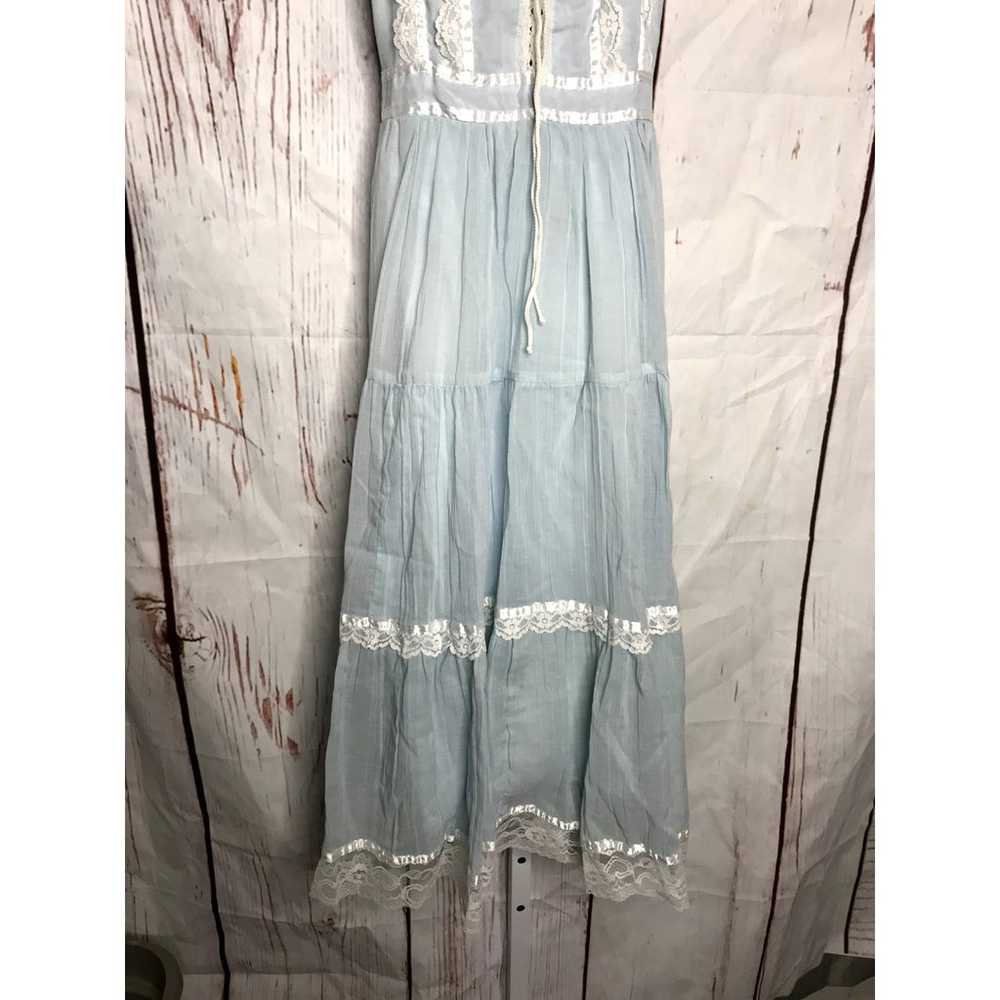 Vintage Gunne Sax blue gauze midi sundress size 11 - image 4