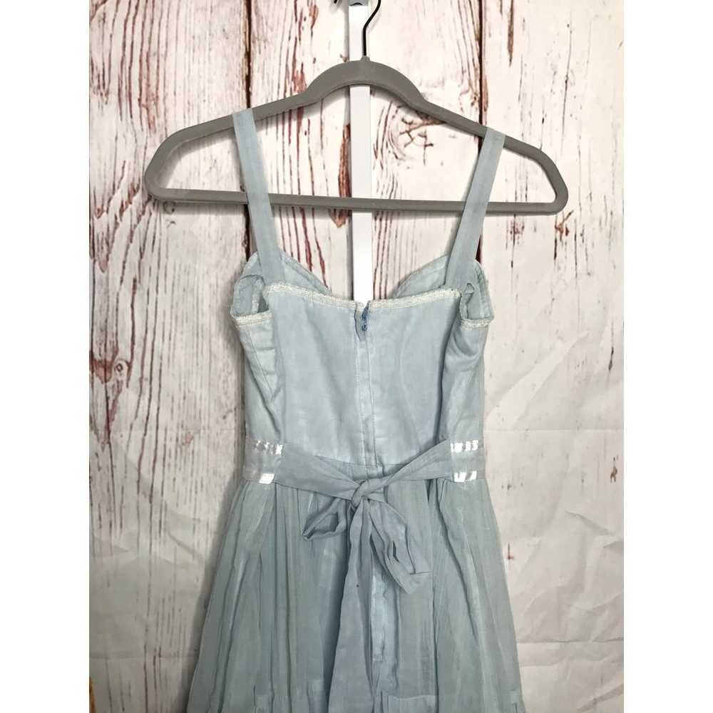 Vintage Gunne Sax blue gauze midi sundress size 11 - image 5