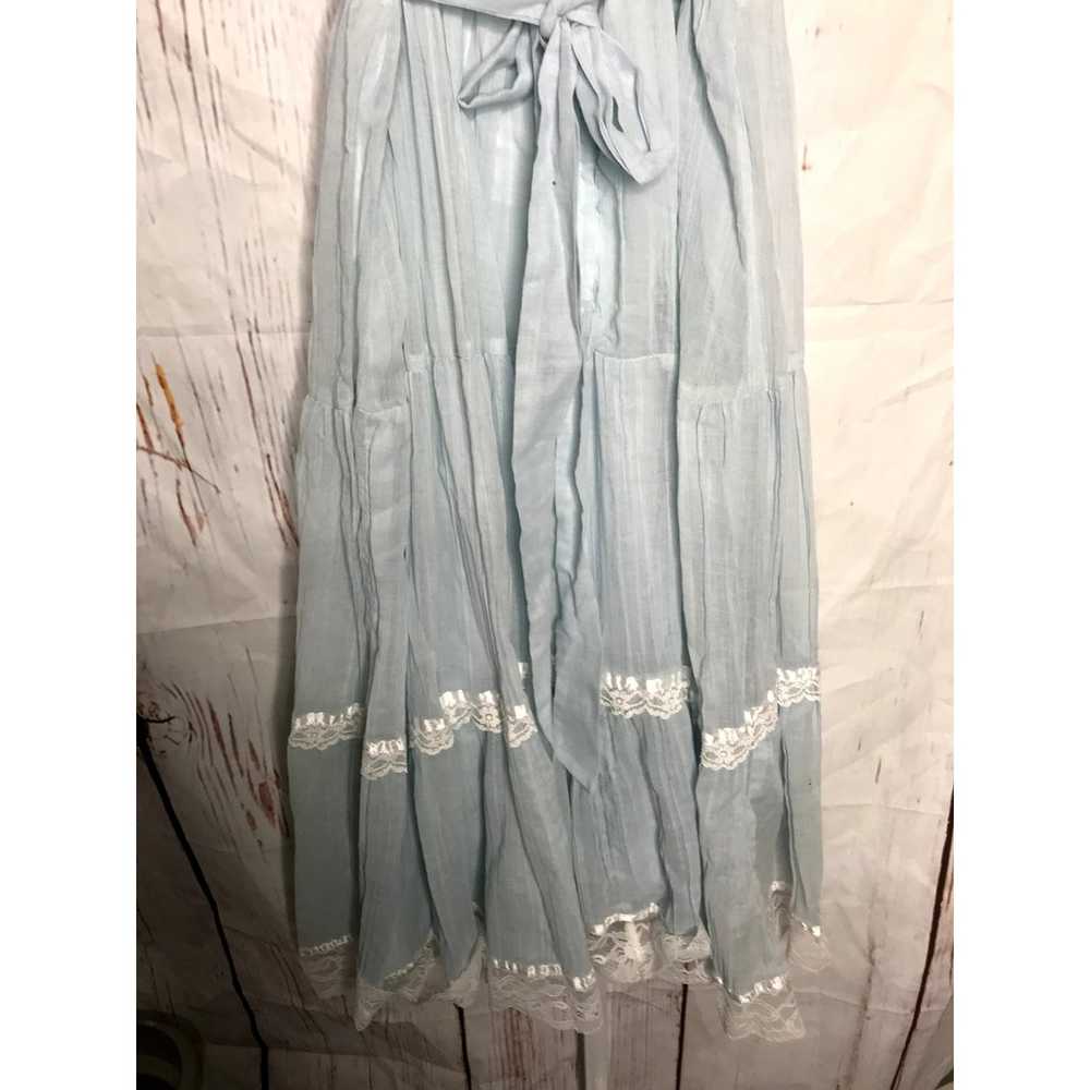 Vintage Gunne Sax blue gauze midi sundress size 11 - image 6