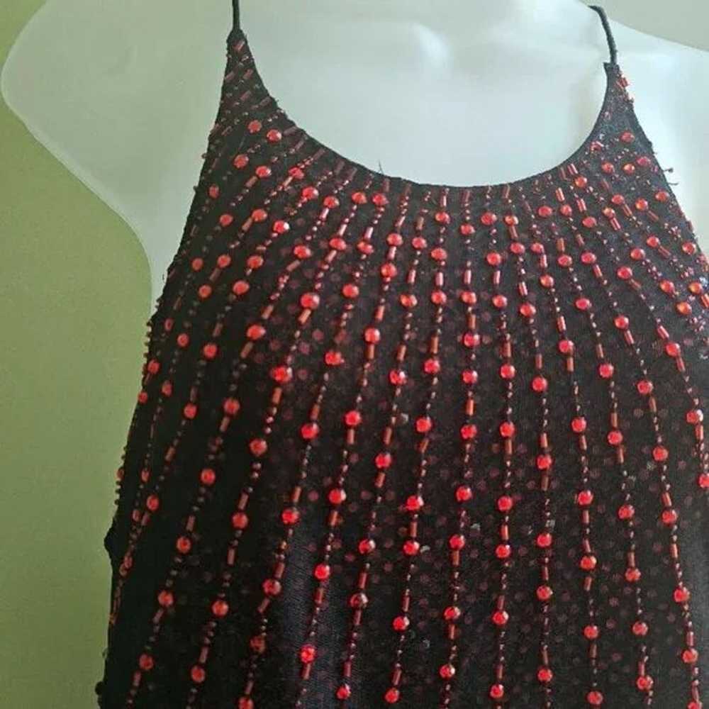 Vintage JSBoutique 90s Red & Black Beaded Criss C… - image 5