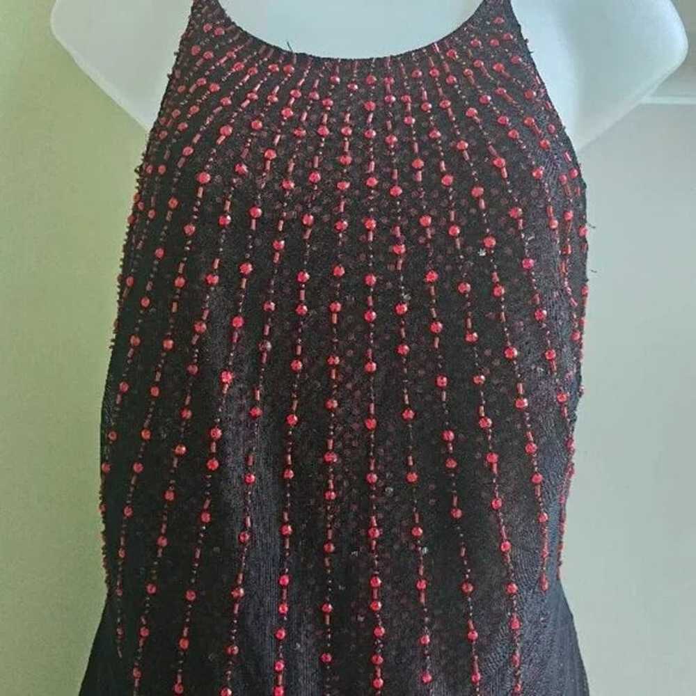 Vintage JSBoutique 90s Red & Black Beaded Criss C… - image 8