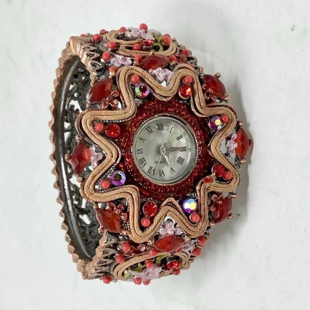 Beaded cuff bracelet watch - image 1