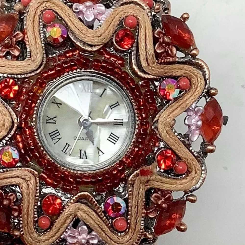 Beaded cuff bracelet watch - image 4