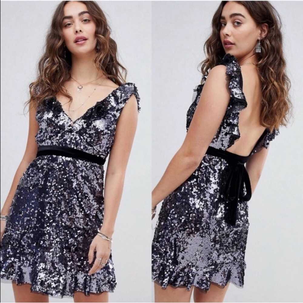 Free People siren sequin velvet tie mini dress - image 1