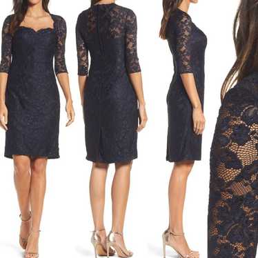 La Femme Lace Cocktail Dress Navy Blue size 14 - image 1