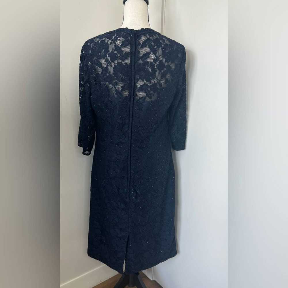 La Femme Lace Cocktail Dress Navy Blue size 14 - image 4