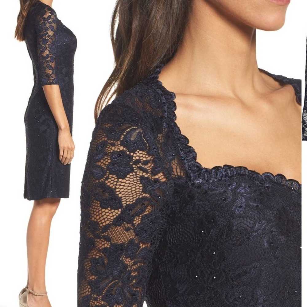 La Femme Lace Cocktail Dress Navy Blue size 14 - image 5