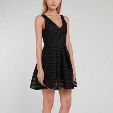 Maje Rayure Mesh-Striped Jersey Mini Dress