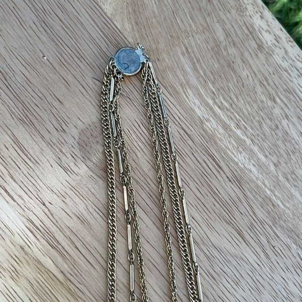 Vintage Gold Tone Medallion, Multiple Chain Neckl… - image 7