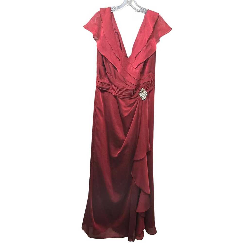 Jade by Jasmine Cherry Red V Neck Chiffon Maxi Fo… - image 1