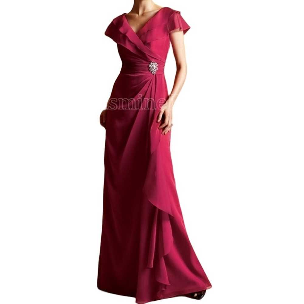 Jade by Jasmine Cherry Red V Neck Chiffon Maxi Fo… - image 2