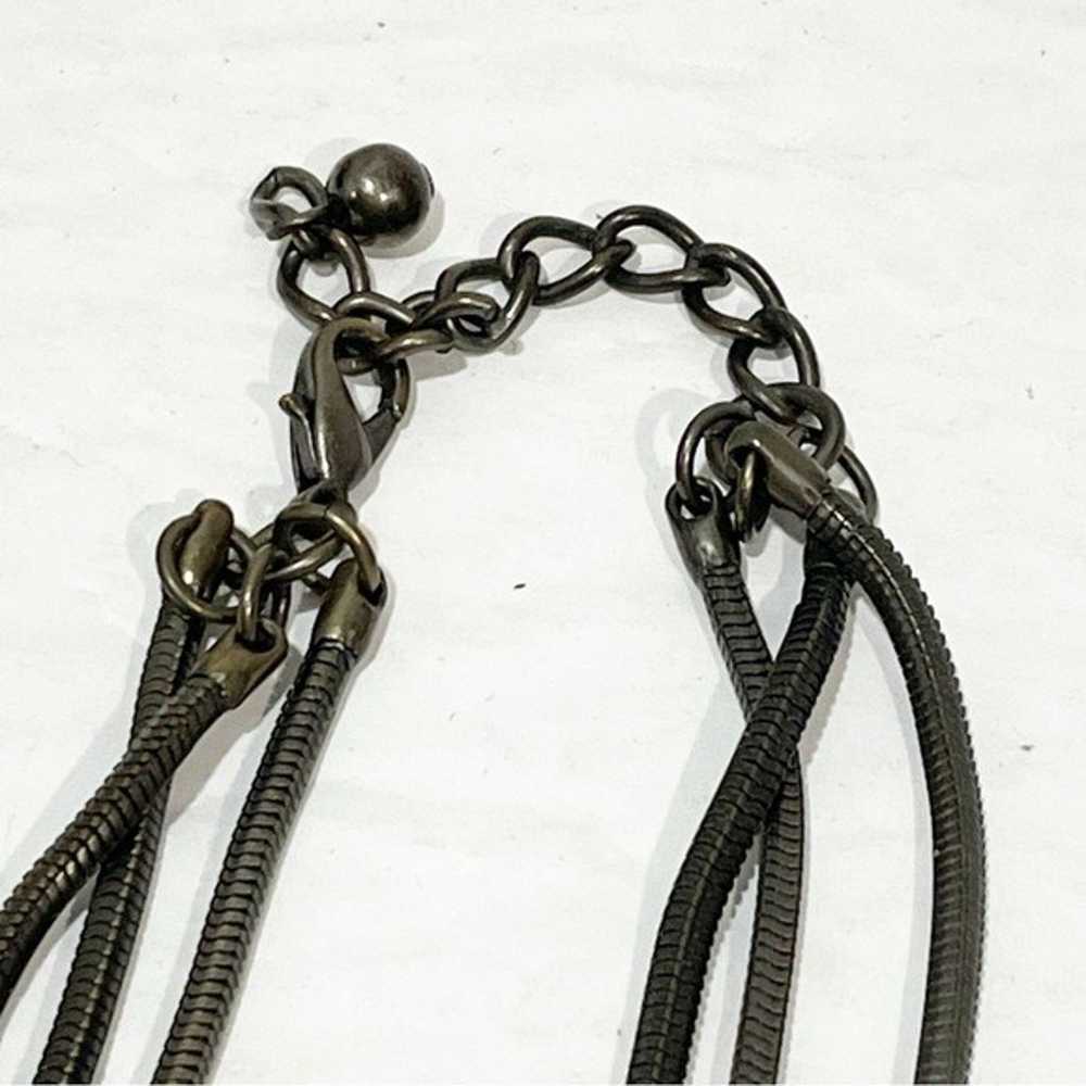 Vintage Dark Silver Tone 3 Strand Necklace Snake - image 3