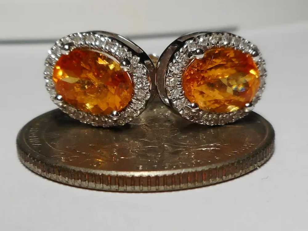 Diamond Orange Mandarin Spessartite Garnet Earrin… - image 2