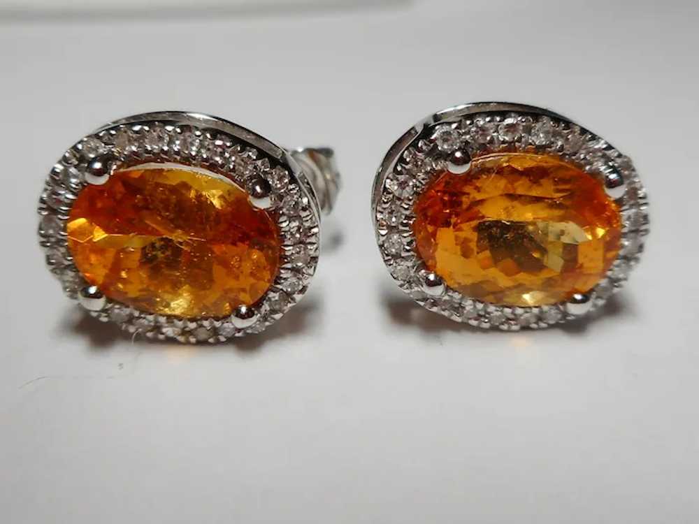 Diamond Orange Mandarin Spessartite Garnet Earrin… - image 4