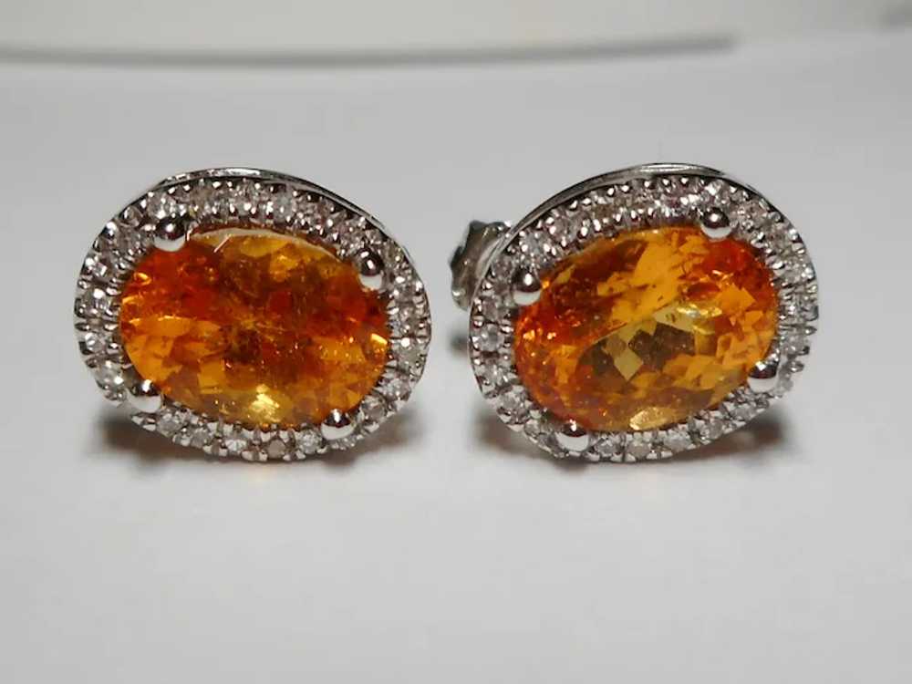 Diamond Orange Mandarin Spessartite Garnet Earrin… - image 5