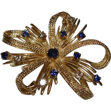 14k Pendant Diamond Natural Sapphire Brooch Pin - image 1