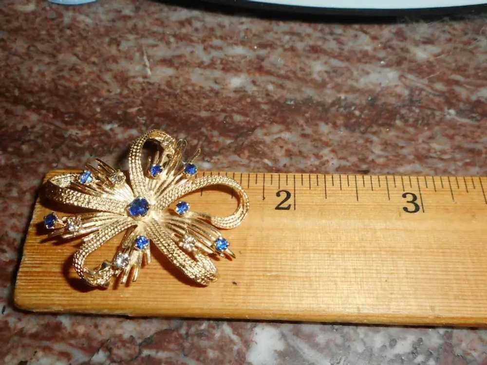 14k Pendant Diamond Natural Sapphire Brooch Pin - image 8