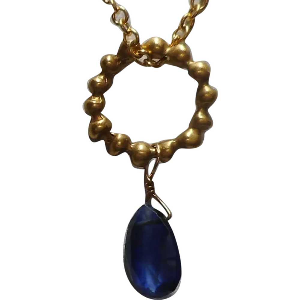 Pendant Chain Necklace Natural Blue Sapphire - image 1