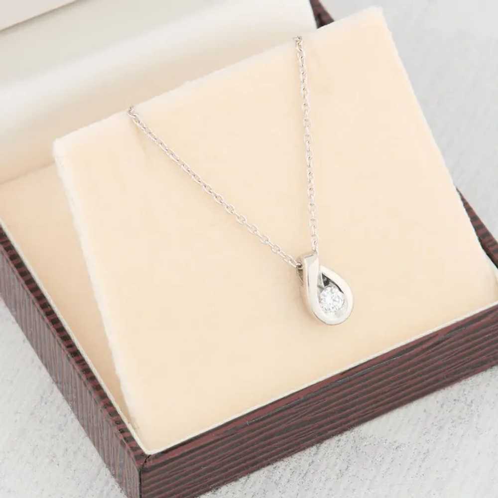 Second Hand Platinum Diamond Teardrop Pendant & C… - image 10