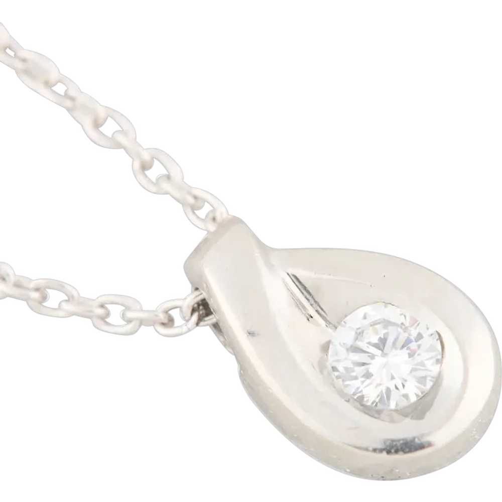 Second Hand Platinum Diamond Teardrop Pendant & C… - image 1