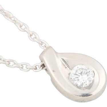 Second Hand Platinum Diamond Teardrop Pendant & C… - image 1