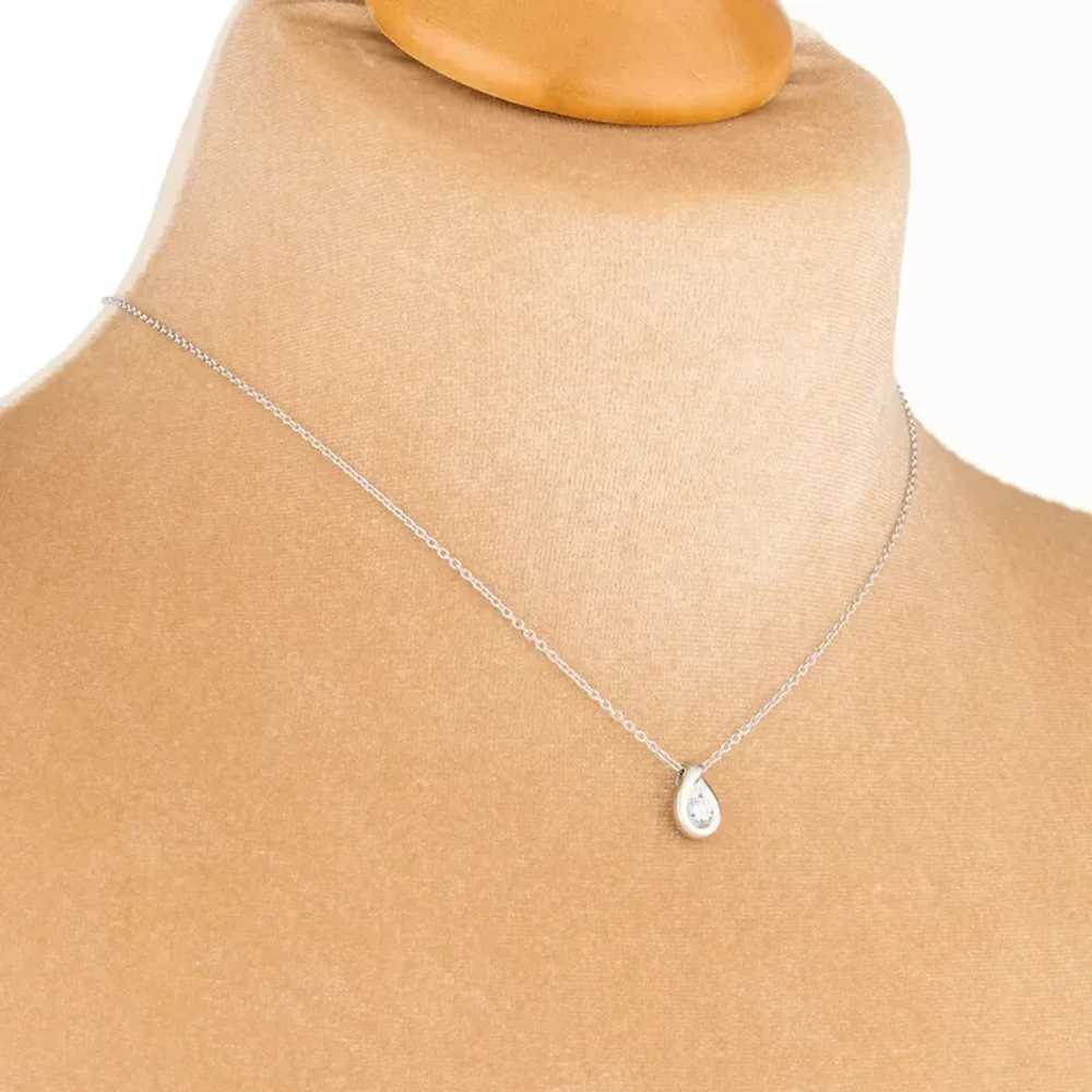 Second Hand Platinum Diamond Teardrop Pendant & C… - image 2