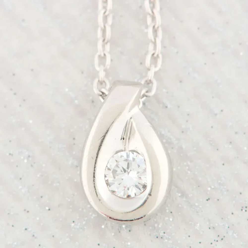 Second Hand Platinum Diamond Teardrop Pendant & C… - image 3