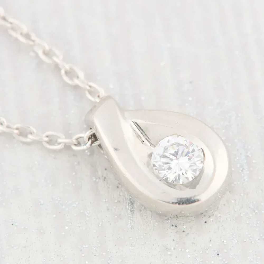 Second Hand Platinum Diamond Teardrop Pendant & C… - image 4