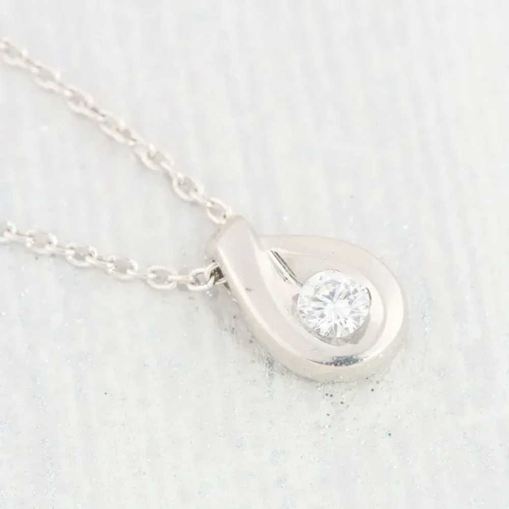 Second Hand Platinum Diamond Teardrop Pendant & C… - image 5