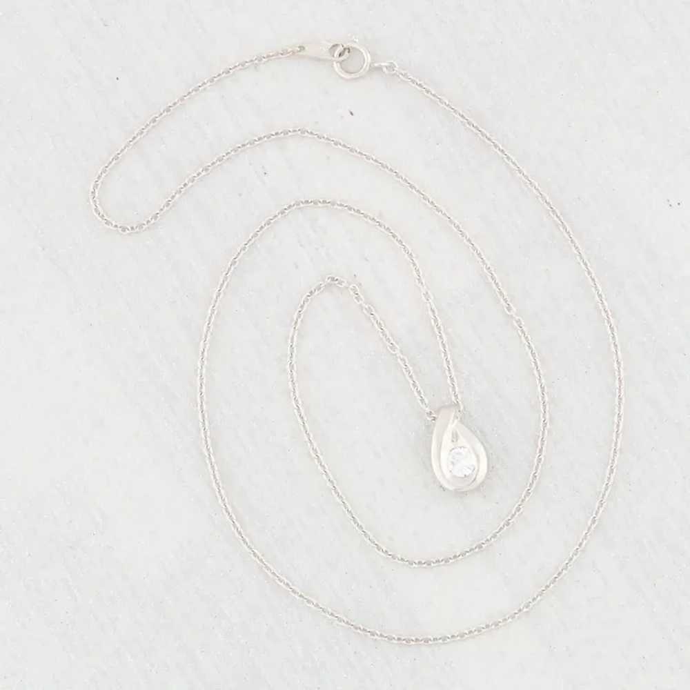 Second Hand Platinum Diamond Teardrop Pendant & C… - image 6