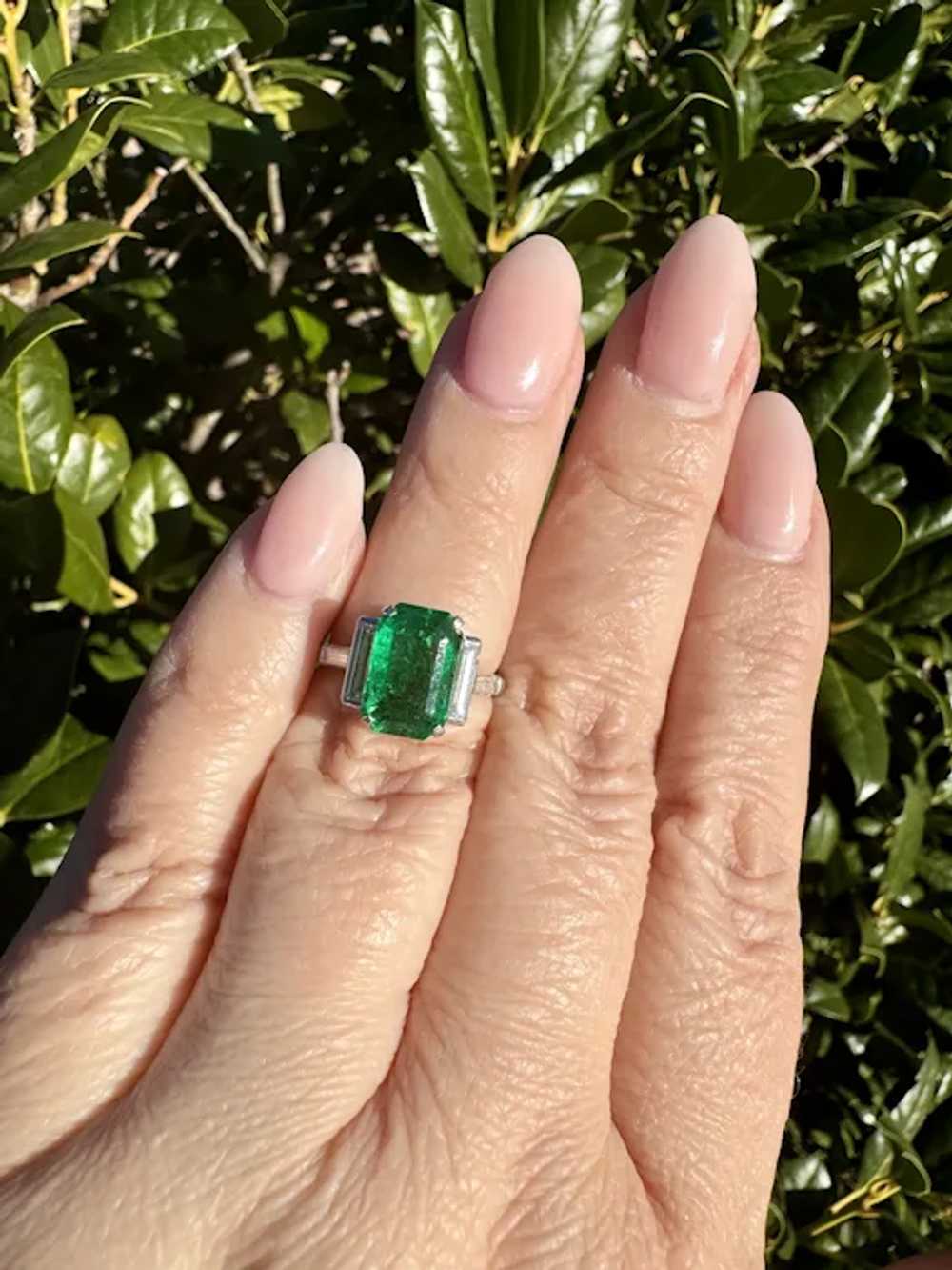 Art Deco Boodles 3.69 ctw GIA Emerald Diamond Ring - image 10