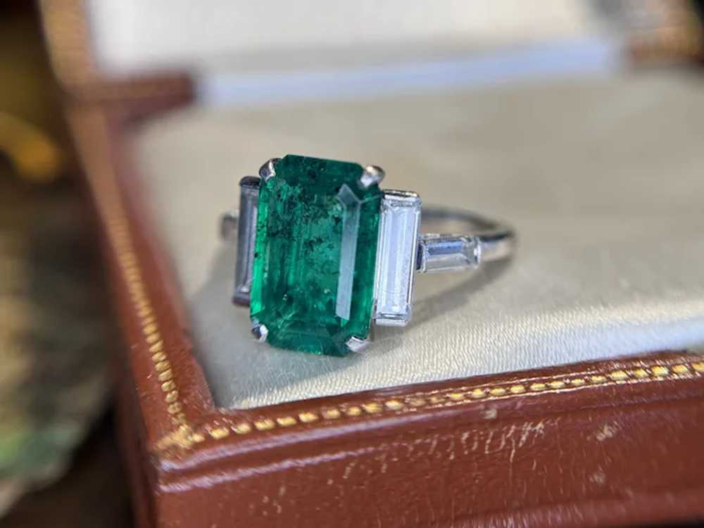 Art Deco Boodles 3.69 ctw GIA Emerald Diamond Ring - image 2