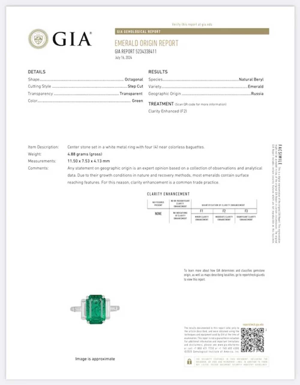 Art Deco Boodles 3.69 ctw GIA Emerald Diamond Ring - image 5