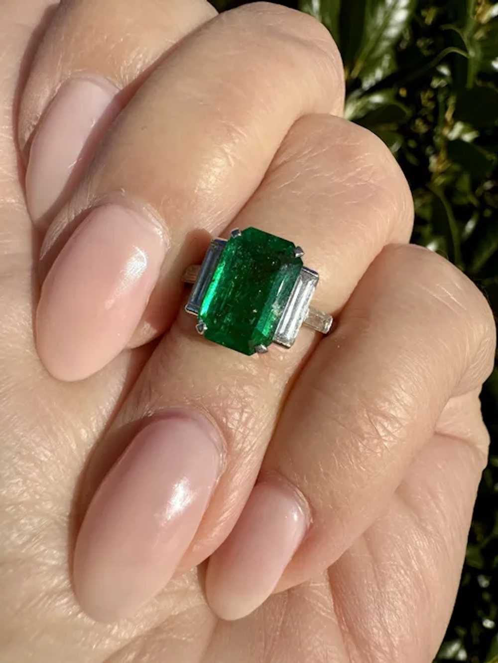 Art Deco Boodles 3.69 ctw GIA Emerald Diamond Ring - image 6