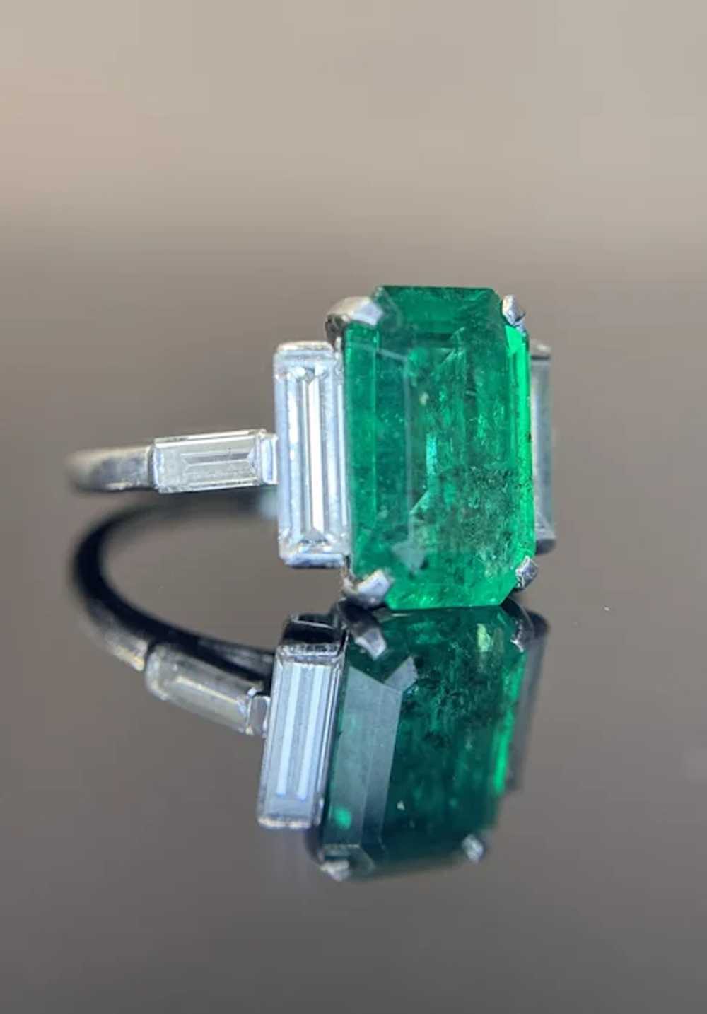 Art Deco Boodles 3.69 ctw GIA Emerald Diamond Ring - image 7