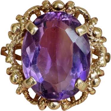 Estate Vintage 7 Carat Solitaire Amethyst 10k Gold