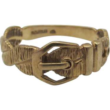 Vintage 9k 9CT Gold Detailed Engraved Buckle Ring