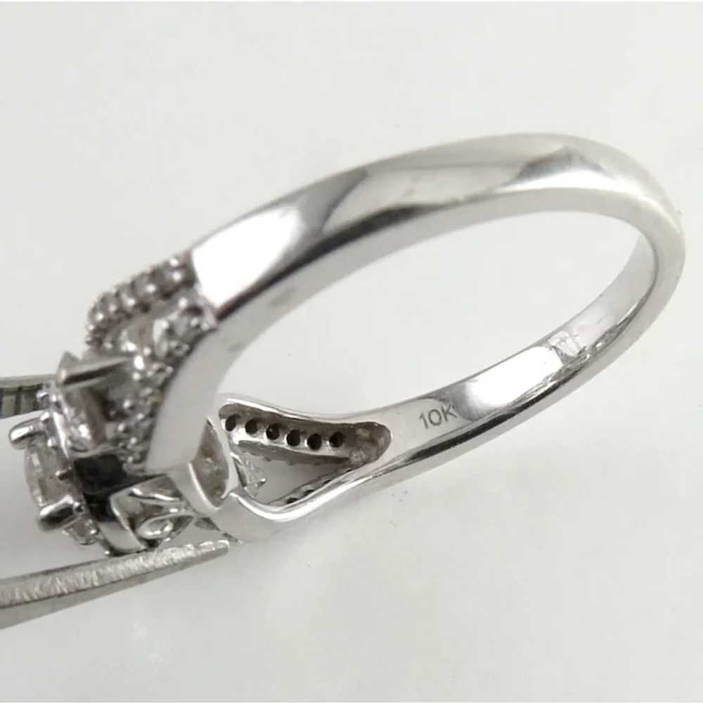 Vintage 10K White Gold 3-Stone Diamonds Ring, Pav… - image 10