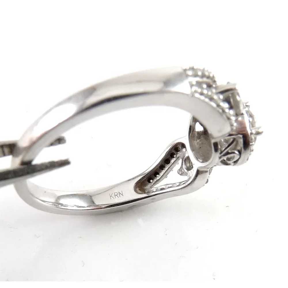 Vintage 10K White Gold 3-Stone Diamonds Ring, Pav… - image 3