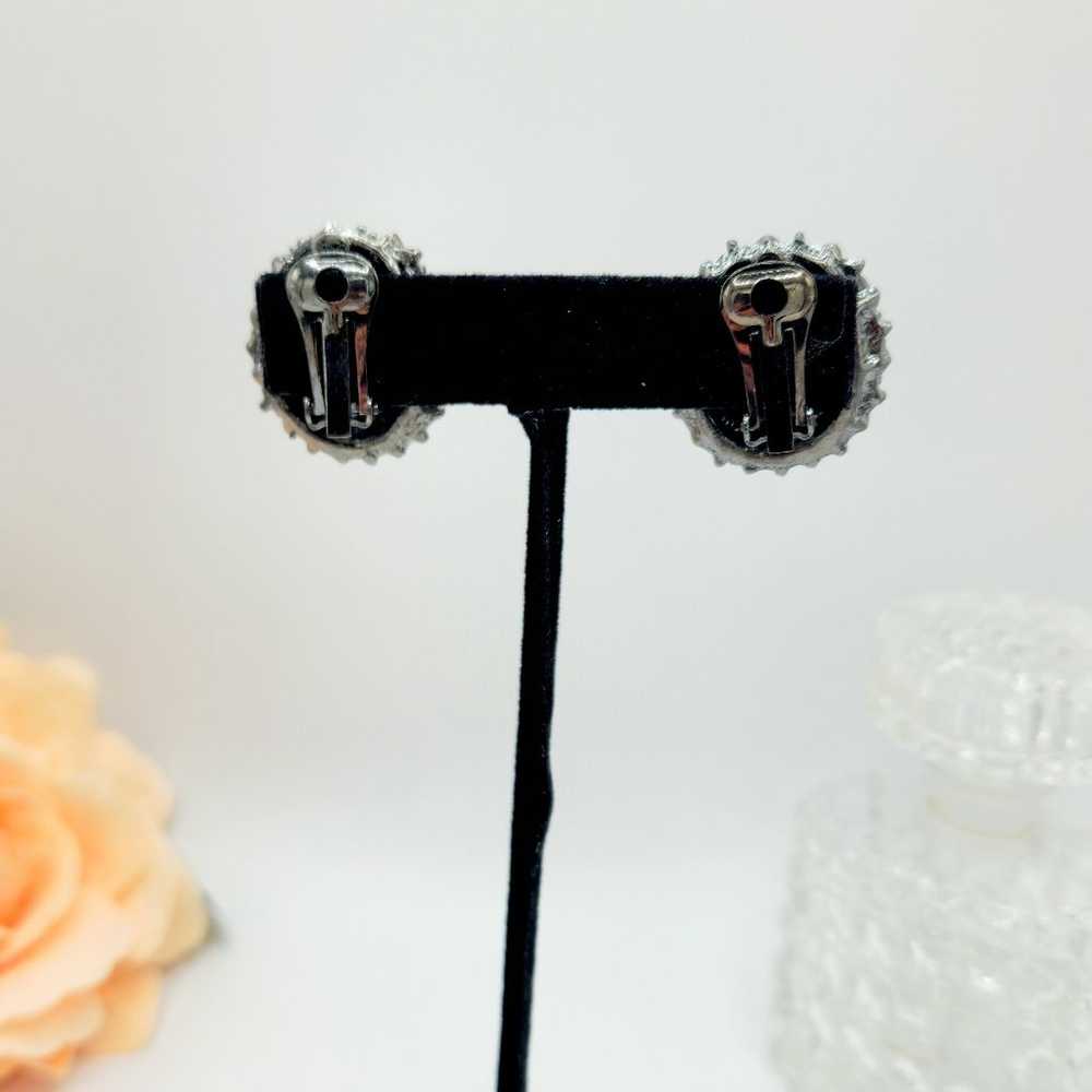 Vintage Circle black white rhinestone earrings - image 4