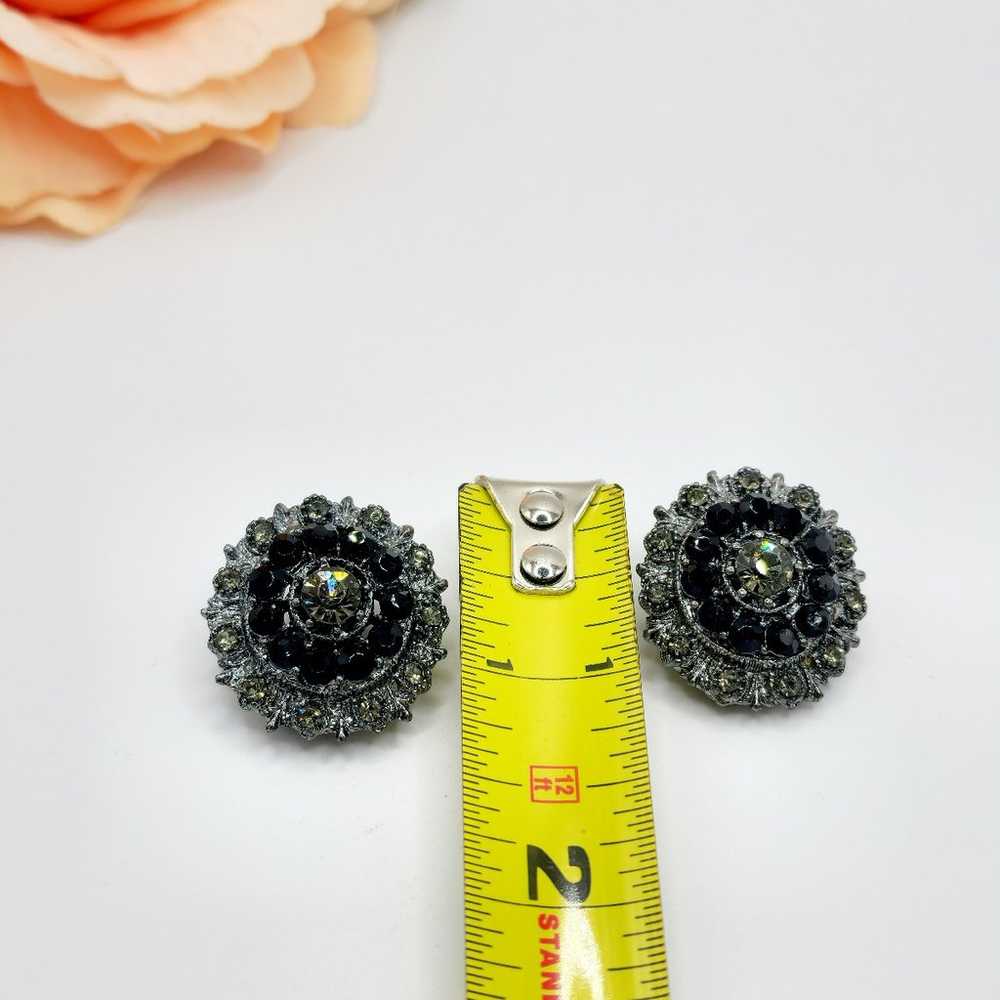 Vintage Circle black white rhinestone earrings - image 5