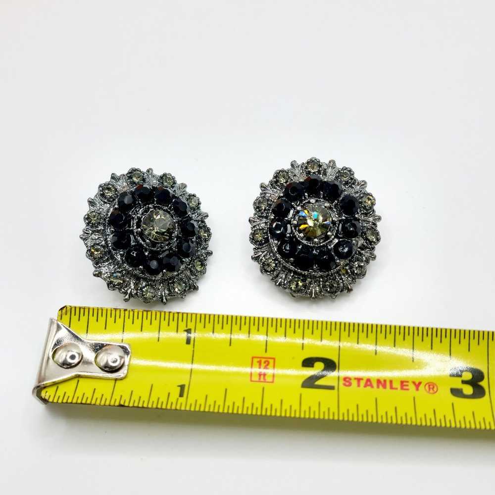 Vintage Circle black white rhinestone earrings - image 6