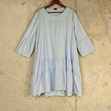 Aequamente light blue tiered long sleeve knee leng