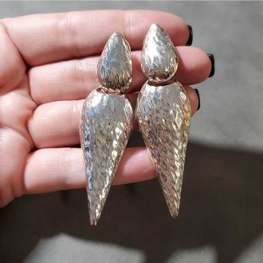 Chico's  vintage hammered silver statement earrin… - image 1