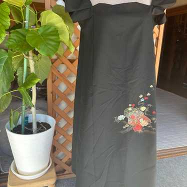 Black off-shoulder embroidered dress. - image 1