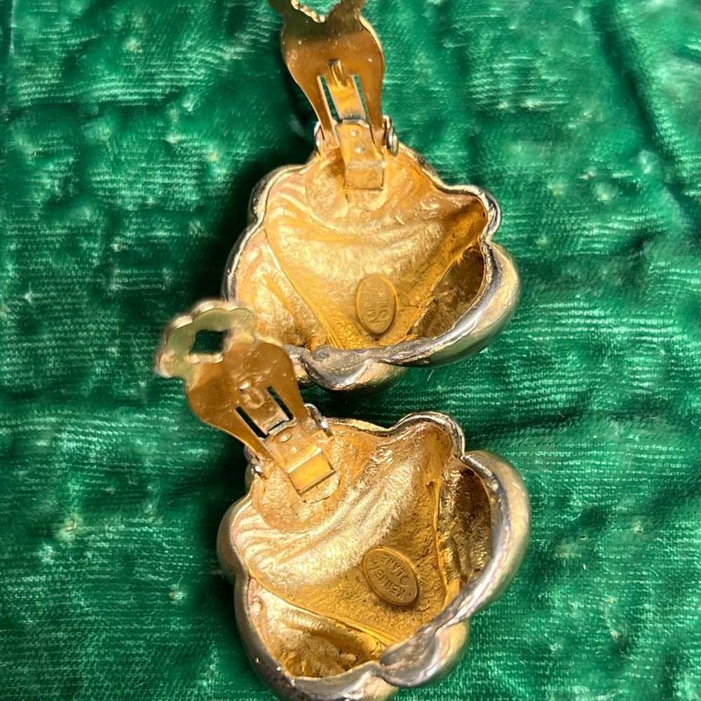 Vintage KJL Kenneth Jay Lane Gold Tone Modernist … - image 3