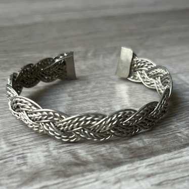 Vintage Sterling Silver store Interwoven Ten Strand Braided Cuff bracelet