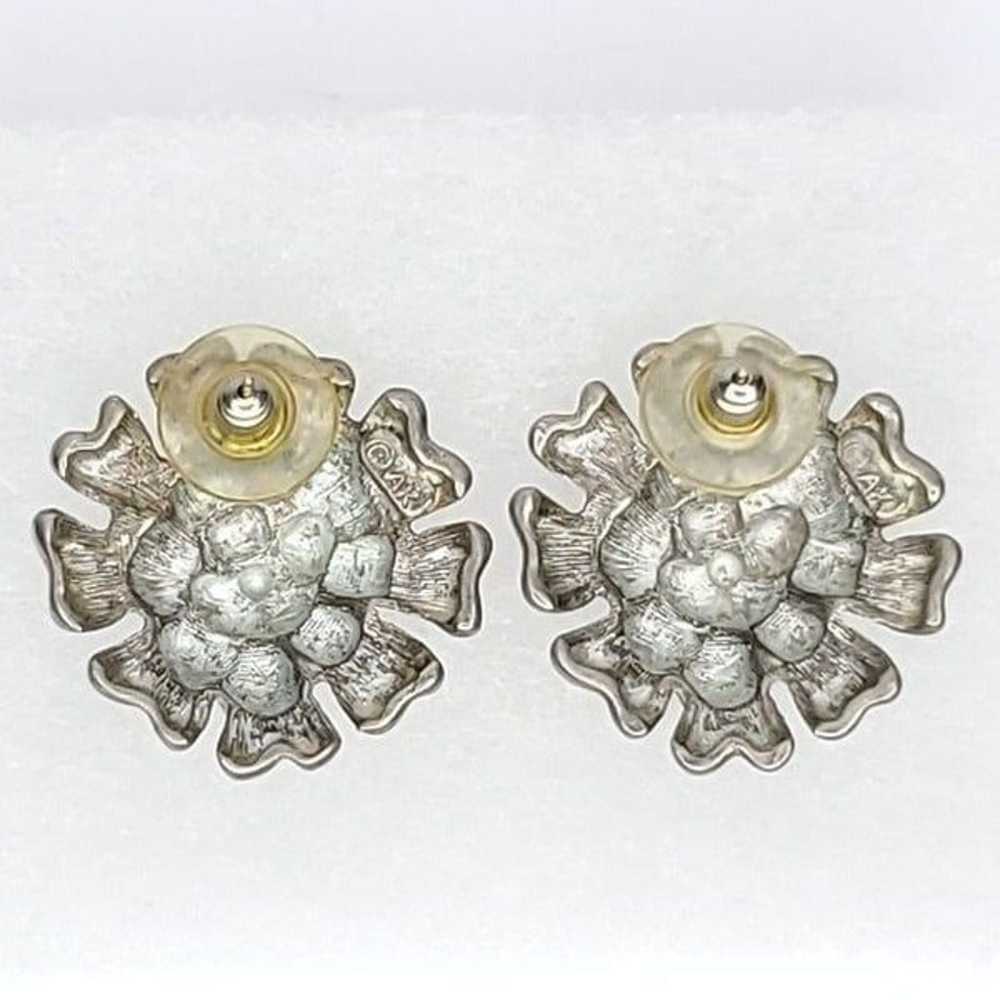 Vintage Anne Klein Domed Heart Flowers Floral Ear… - image 3